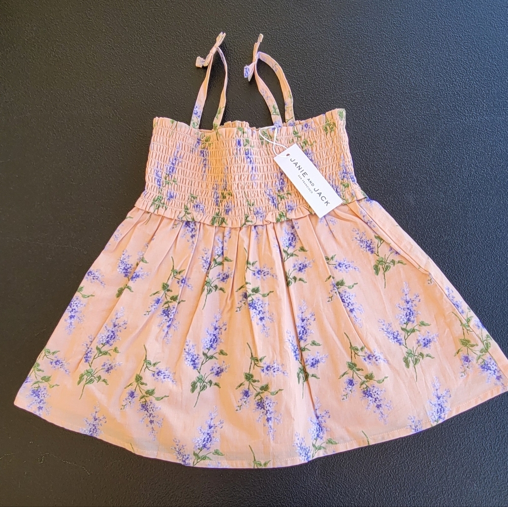 Janie and Jack Girl's Leilani Floral Smocked Top Apricot Size 7